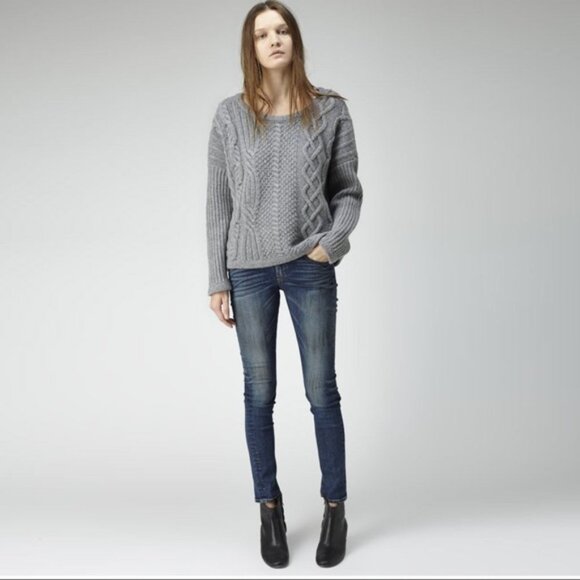 Rag & Bone Gray Cara Cable Knit Wool Cashmere Blend Sweater - Picture 9 of 12